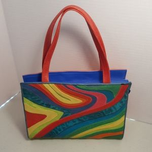 Vintage Rainbow Sharif Patchwork Leather Handbag